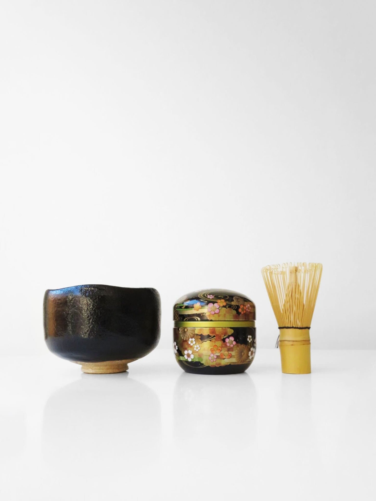 Tea Caddy - Black Chrysanthemum