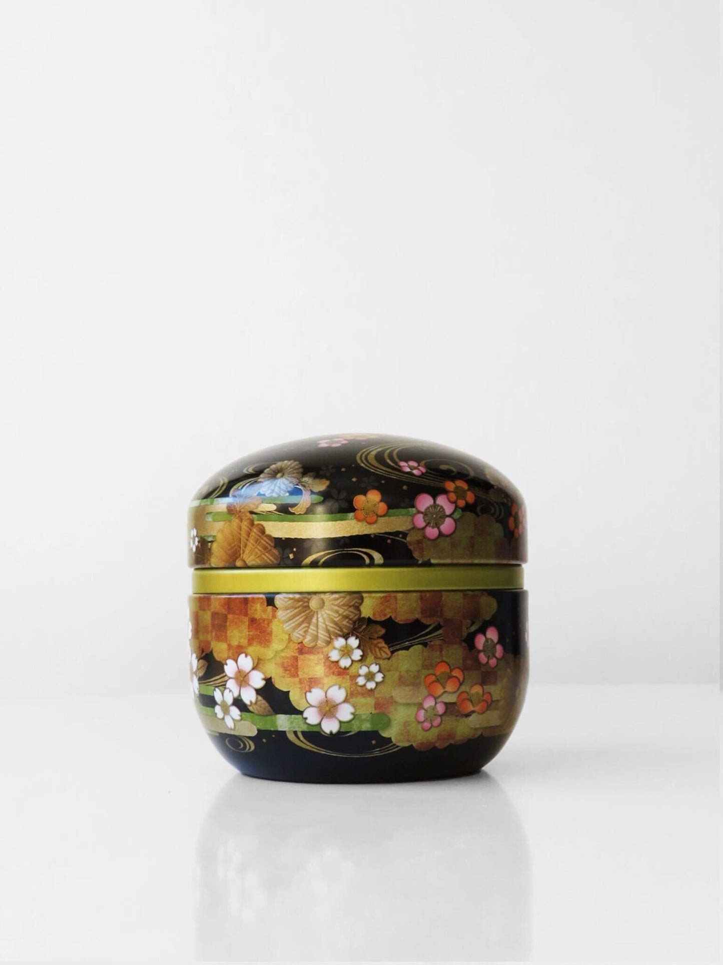 Tea Caddy - Black Chrysanthemum